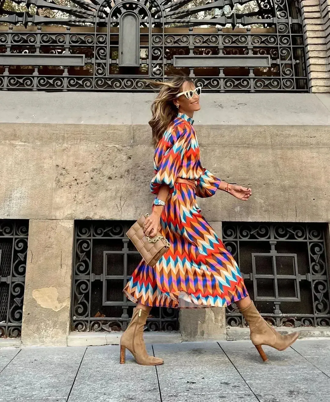 Marisol - Bold Geometric Print Dress