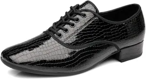Men's Ballroom Dance Shoes Black Lace-up Latin Performance Shoes Waltz Modern Dancing Practice Shoe