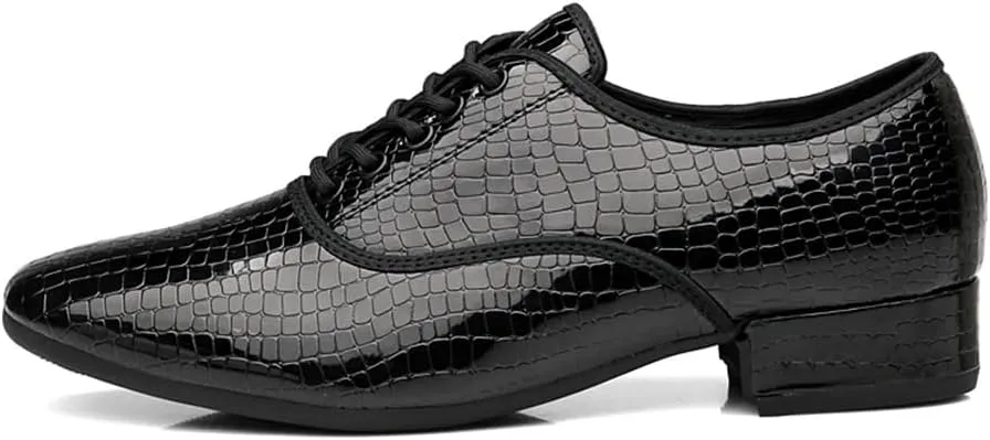 Men's Ballroom Dance Shoes Black Lace-up Latin Performance Shoes Waltz Modern Dancing Practice Shoe