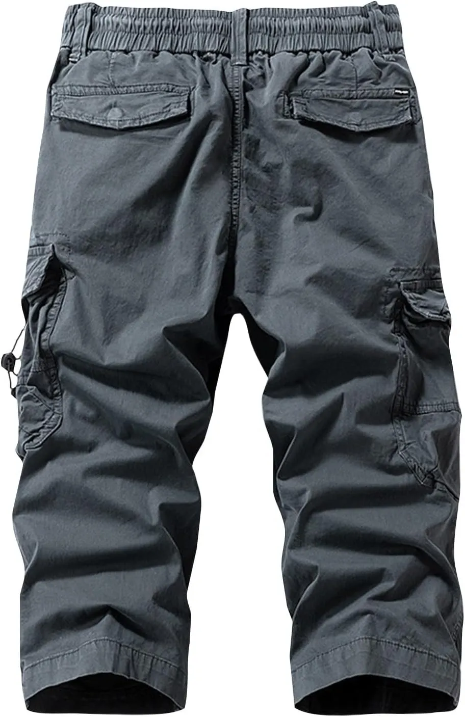 Men's Casual Functional Workwear Cropped Pants Loose Straight Multi-Pocket Cargo Pants