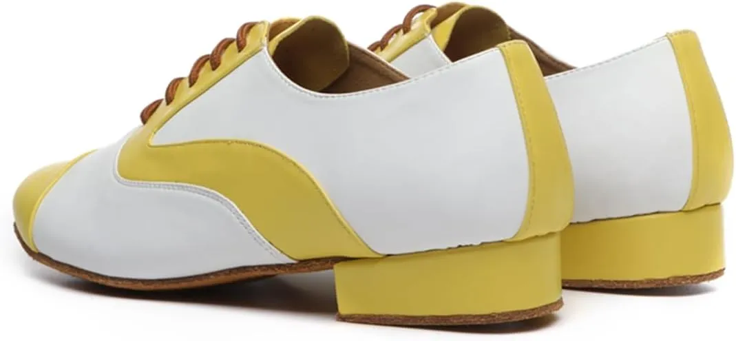 Men's Leather Round Toe Dancing Shoes for Latin Rumba Waltz Tango Performence Ballroom Dance Shoes