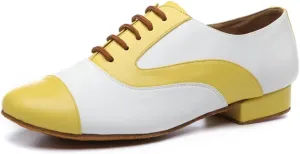 Men's Leather Round Toe Dancing Shoes for Latin Rumba Waltz Tango Performence Ballroom Dance Shoes