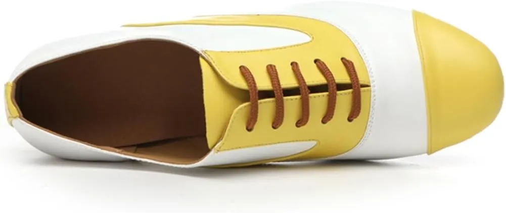 Men's Leather Round Toe Dancing Shoes for Latin Rumba Waltz Tango Performence Ballroom Dance Shoes