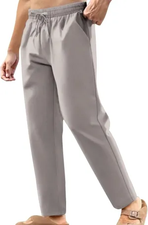 Men's Linen Casual Pants Elastic Waist Drawstring Yoga Beach Summer Pants 2025