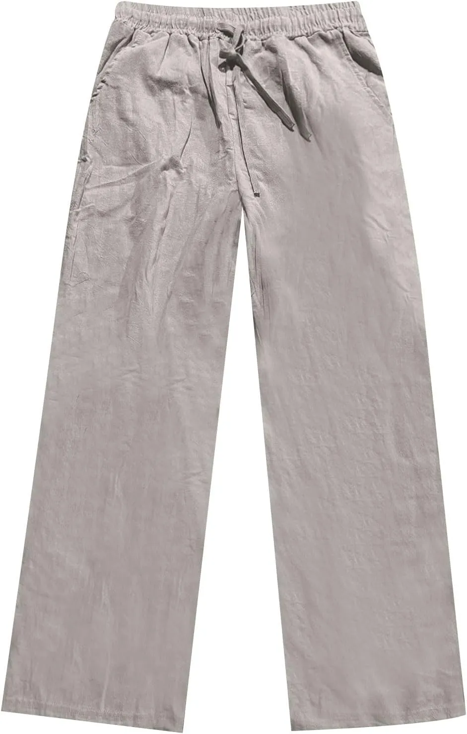 Men's Linen Casual Pants Elastic Waist Drawstring Yoga Beach Summer Pants 2025
