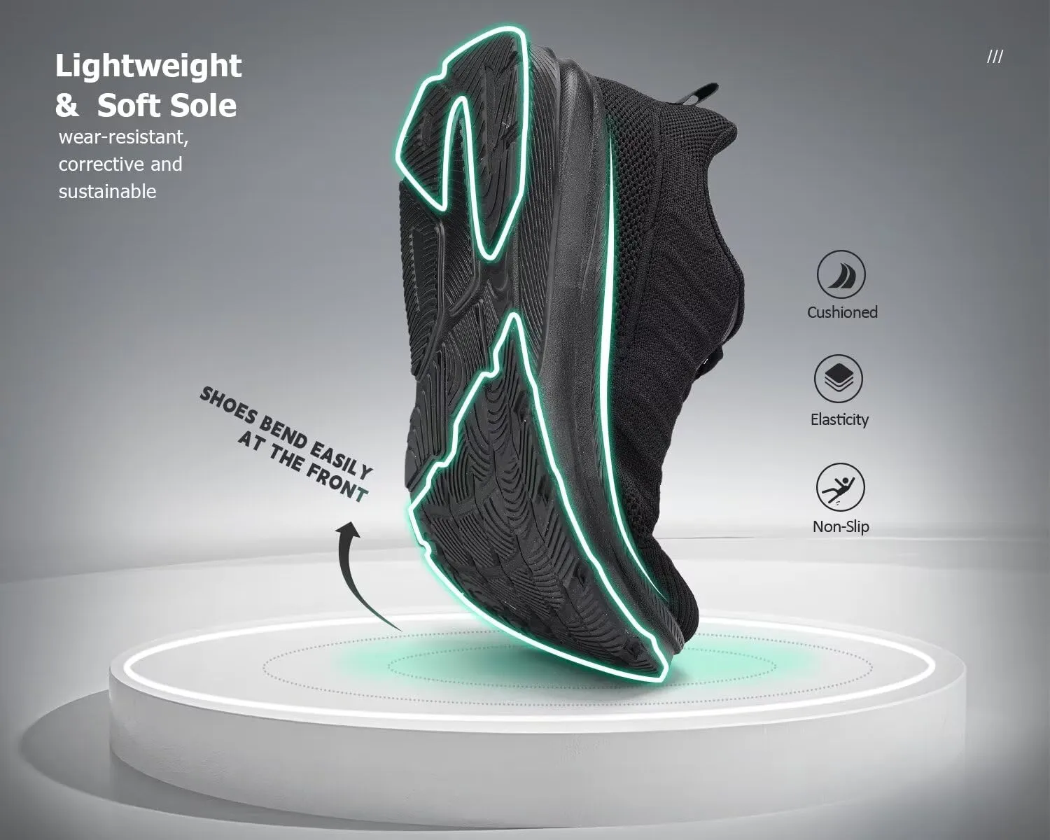 Mens Wide Walking Shoes Soft Sole Non Slip Running Comfortable Tennis Breathable Athletic Gym Workout Sport Sneakers