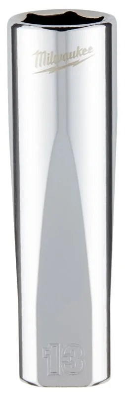 Milwaukee 45-34-0013 Drive Socket, 13 mm Socket, 3/8 in Drive, 6-Point, Vanadium Steel, Chrome :CD: QUANTITY: 1
