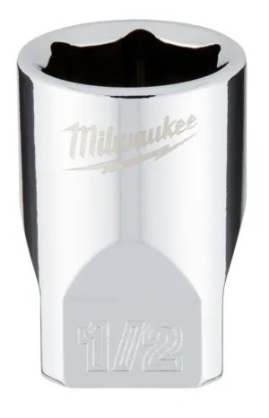 Milwaukee 45-34-9009 Socket, 1/2 in Socket, 1/4 in Drive, 6-Point, Chrome Vanadium Steel, Chrome :CD: QUANTITY: 1
