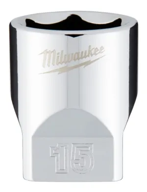 Milwaukee 45-34-9041 Socket, 15 mm Socket, 1/4 in Drive, 6-Point, Chrome Vanadium Steel, Chrome :CD: QUANTITY: 1