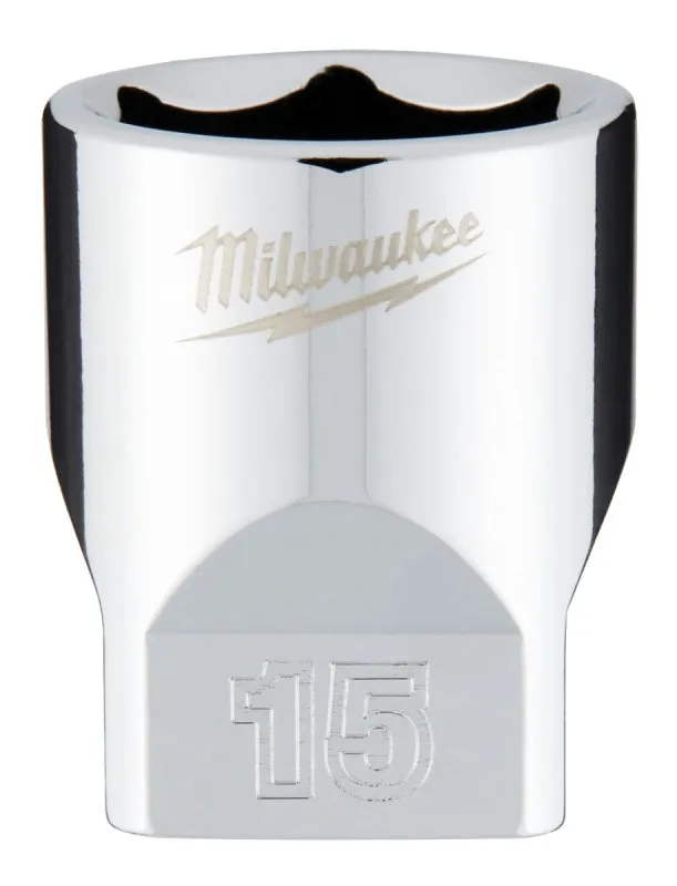 Milwaukee 45-34-9041 Socket, 15 mm Socket, 1/4 in Drive, 6-Point, Chrome Vanadium Steel, Chrome :CD: QUANTITY: 1
