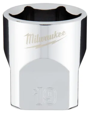 Milwaukee 45-34-9089 Socket, 19 mm Socket, 3/8 in Drive, 6-Point, Chrome Vanadium Steel, Chrome :CD: QUANTITY: 1
