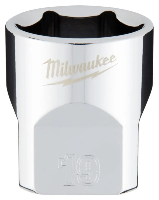 Milwaukee 45-34-9089 Socket, 19 mm Socket, 3/8 in Drive, 6-Point, Chrome Vanadium Steel, Chrome :CD: QUANTITY: 1