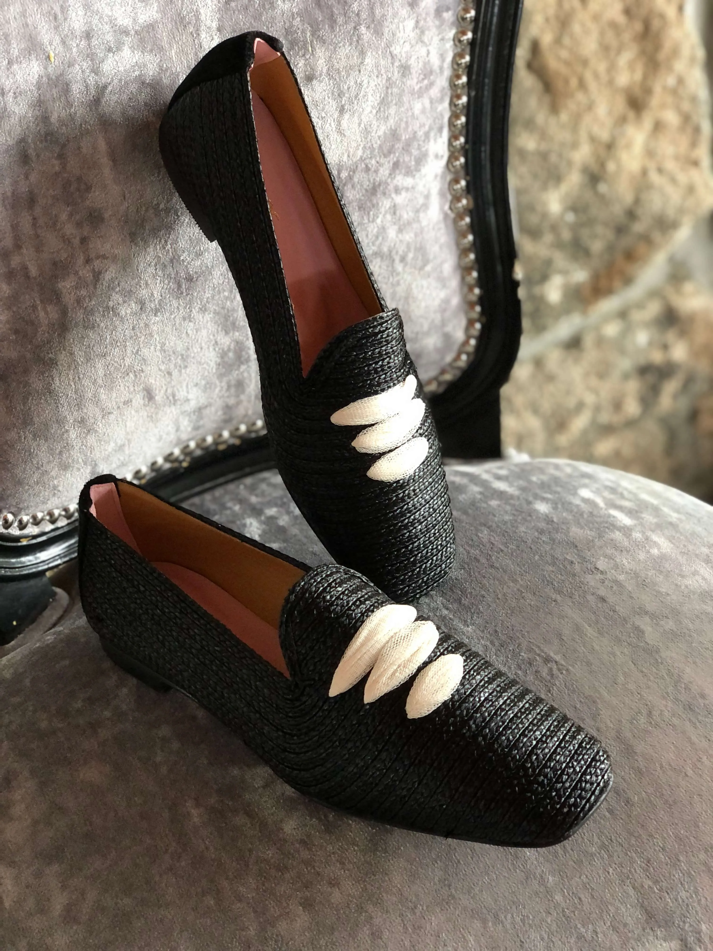 Mocasín Rafia Negro Casablanca