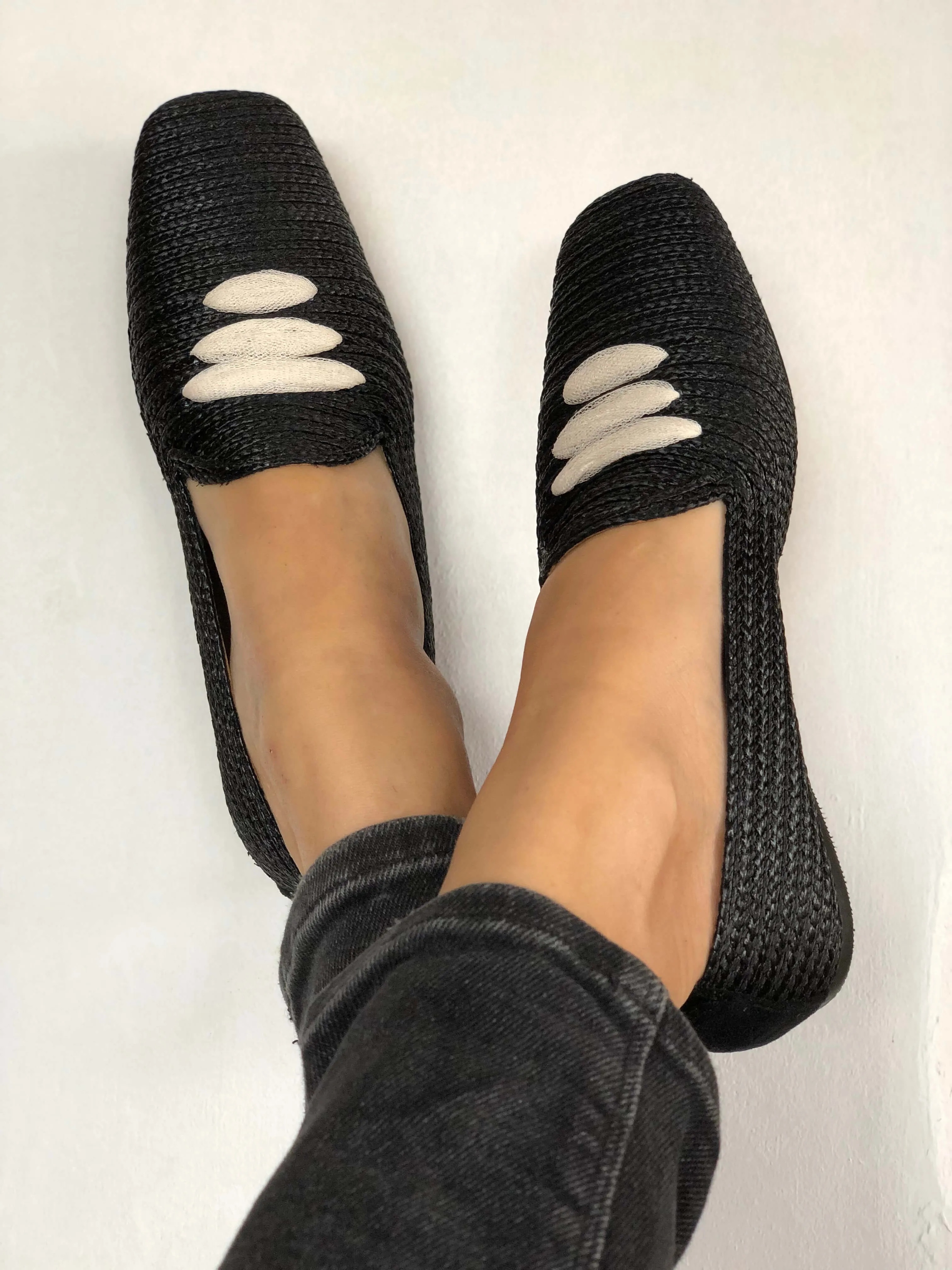 Mocasín Rafia Negro Casablanca