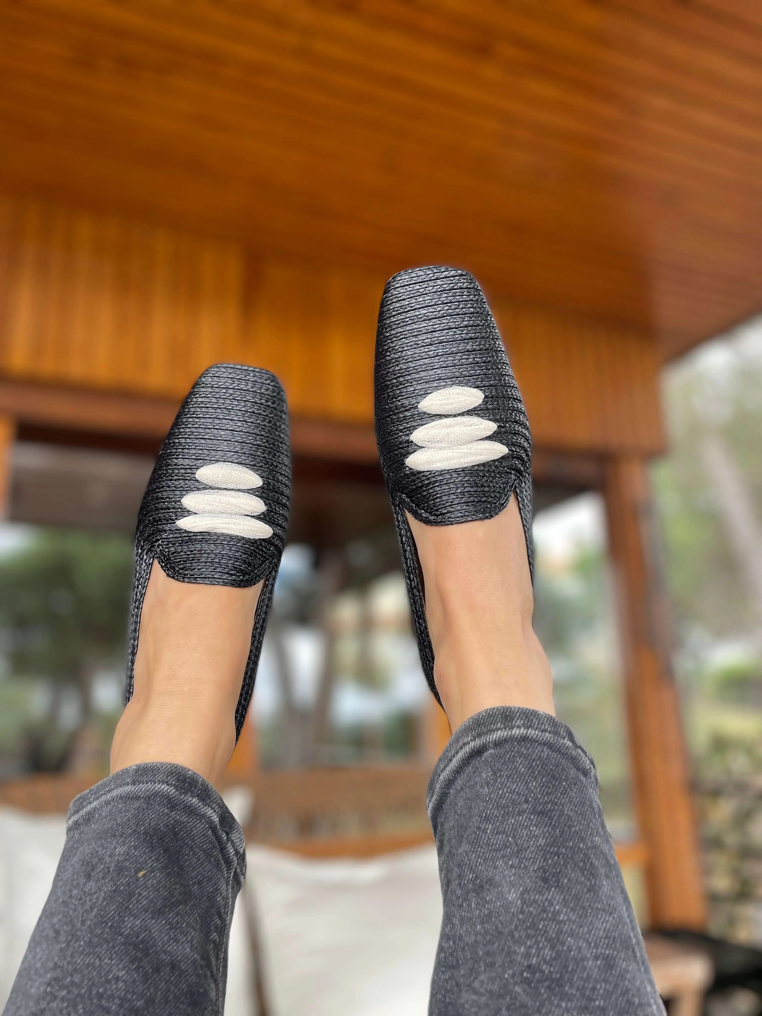 Mocasín Rafia Negro Casablanca