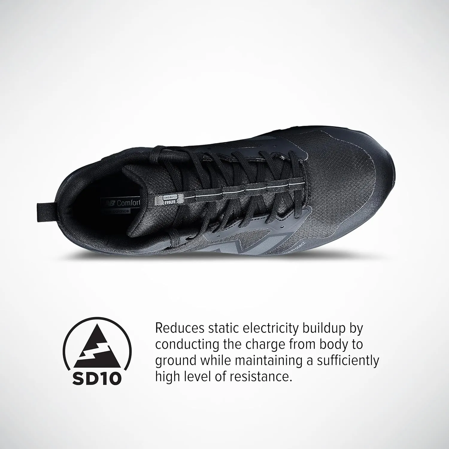 New Balance Evolve ESD Safety Shoes for Men - Non Slip Composite Toe Static Dissipative Electrical Hazard - Wide Fit, Black