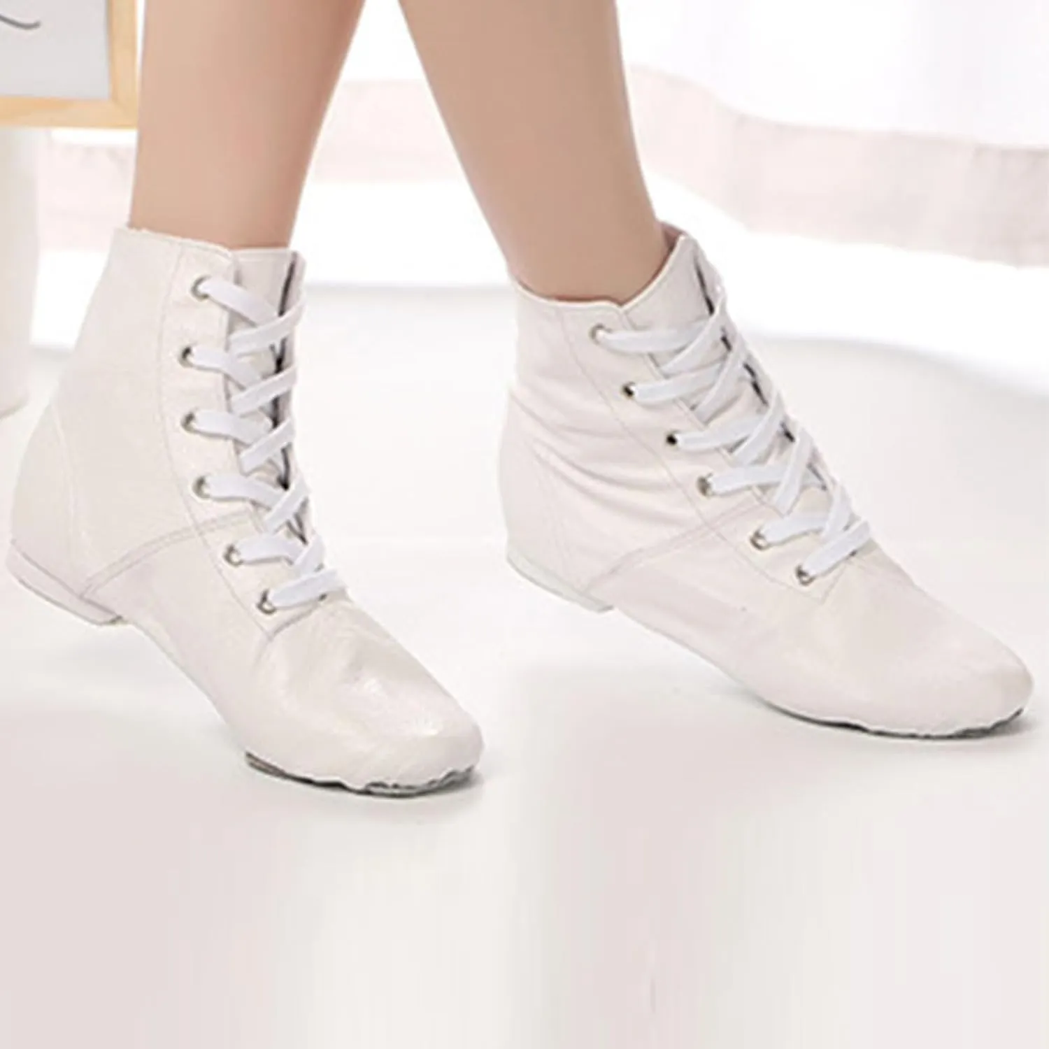 ONAIC Womens Ballroom Dance Shoes Jazz Boot Shoes Closed Toe Lace-Up Modern Salsa Shoes Platform Shoes