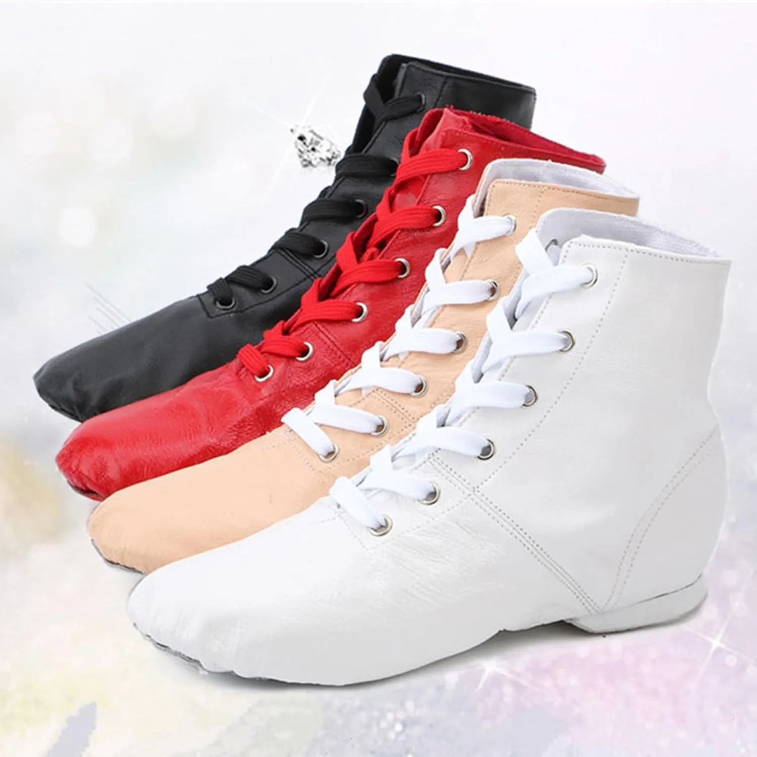 ONAIC Womens Ballroom Dance Shoes Jazz Boot Shoes Closed Toe Lace-Up Modern Salsa Shoes Platform Shoes