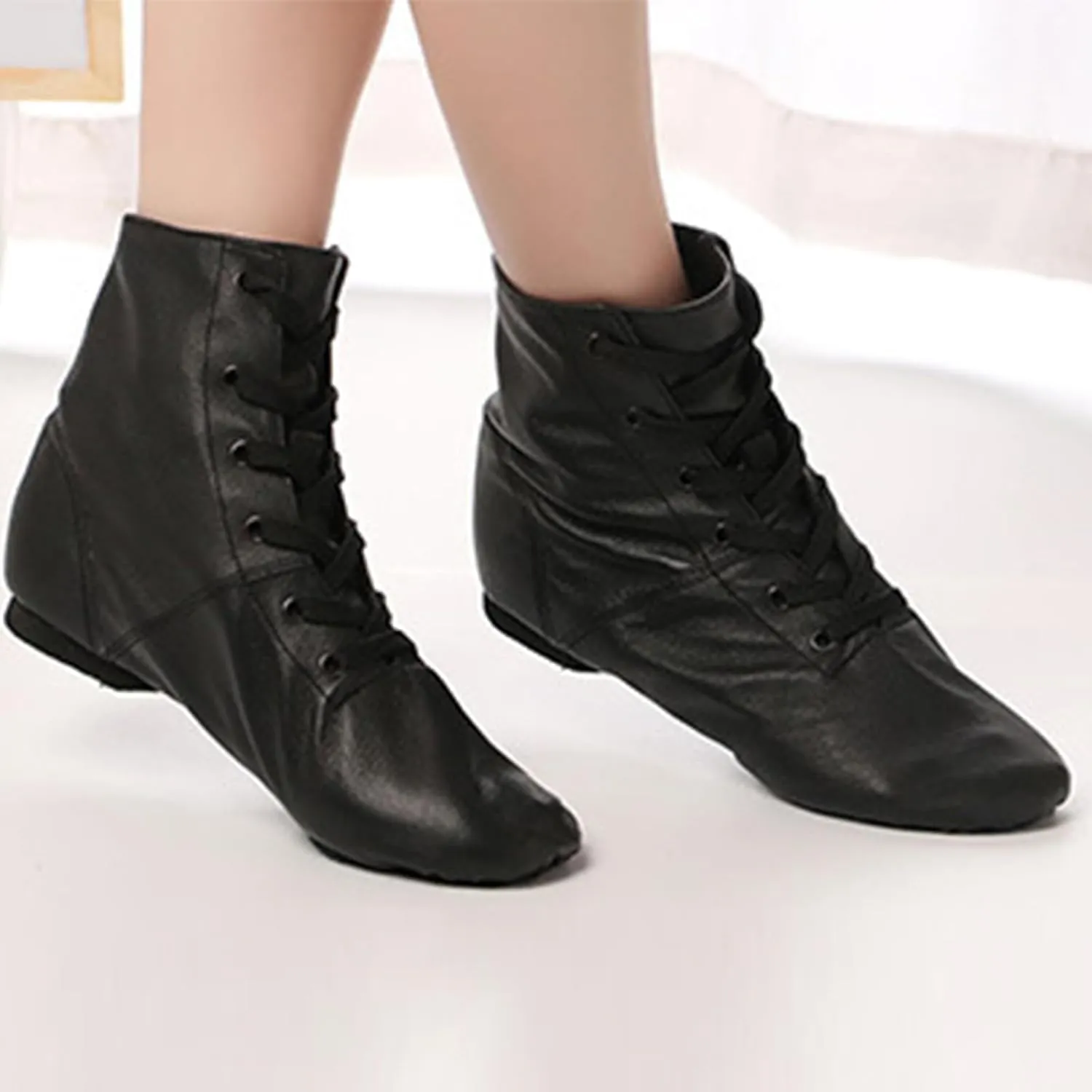 ONAIC Womens Ballroom Dance Shoes Jazz Boot Shoes Closed Toe Lace-Up Modern Salsa Shoes Platform Shoes