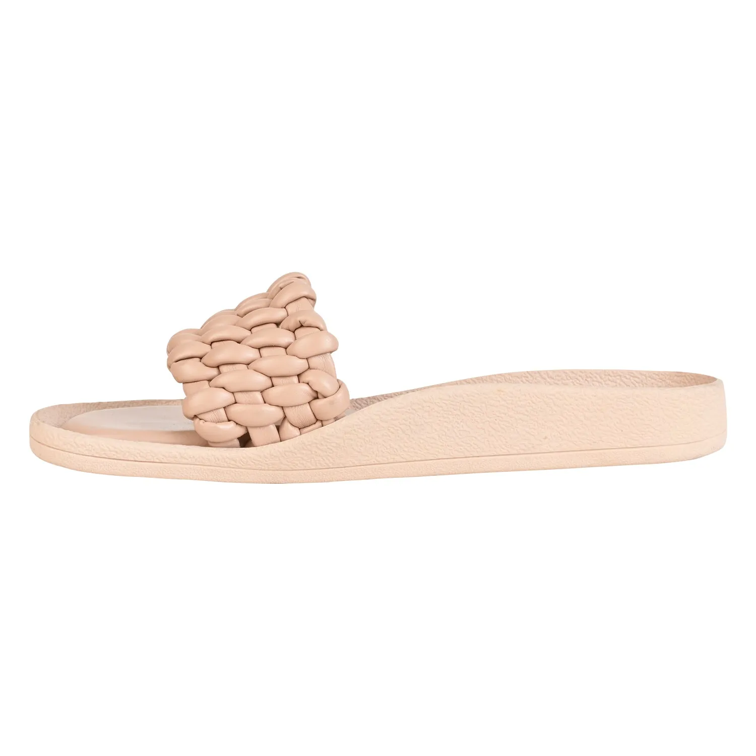 Peach Puffy Weaved Flats