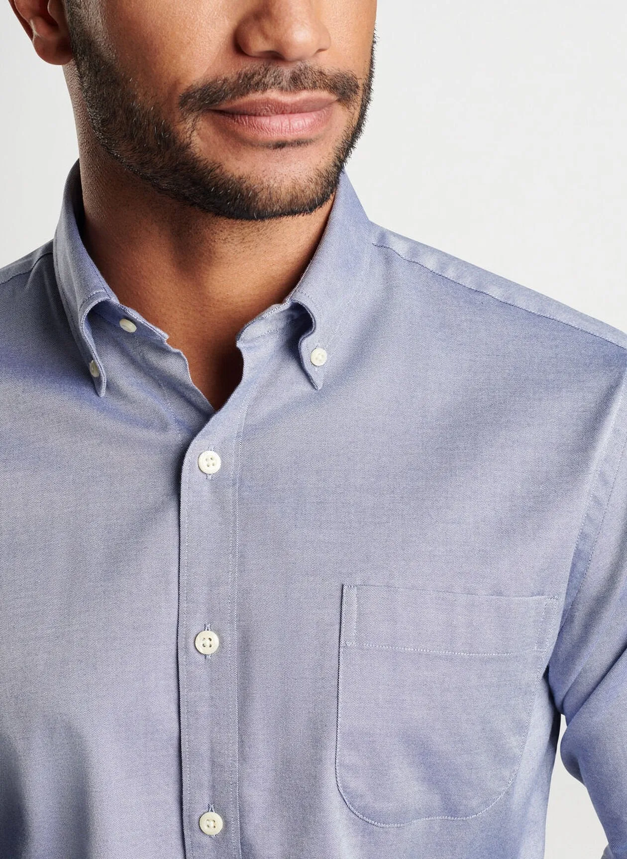 Peter Millar Campbell Perfect Pinpoint Cotton-Stretch Sport Shirt - Sport Navy