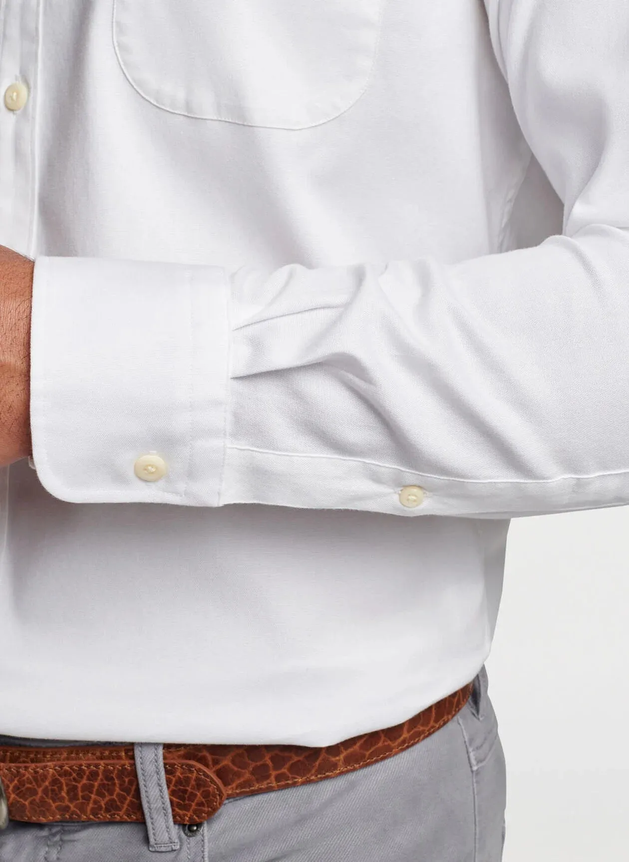 Peter Millar Campbell Perfect Pinpoint Cotton-Stretch Sport Shirt - White
