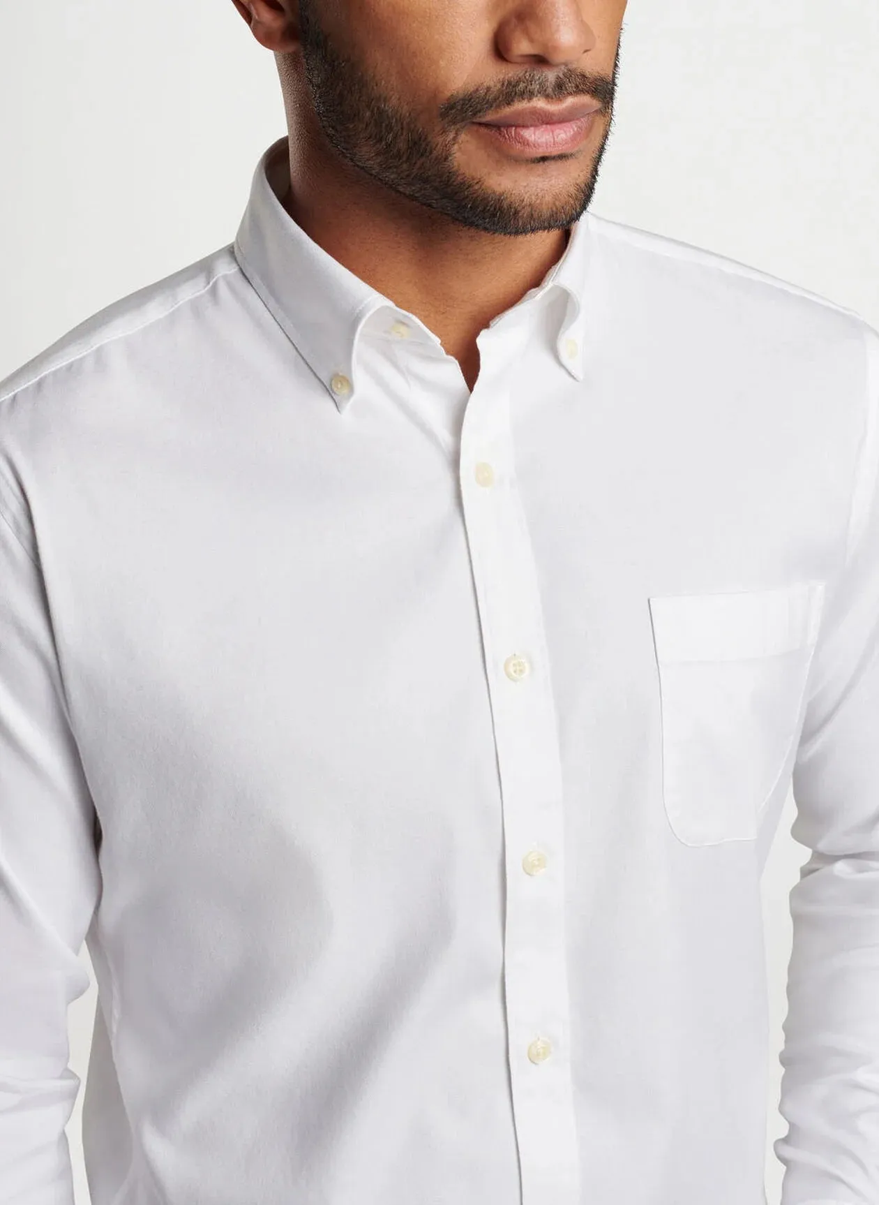 Peter Millar Campbell Perfect Pinpoint Cotton-Stretch Sport Shirt - White