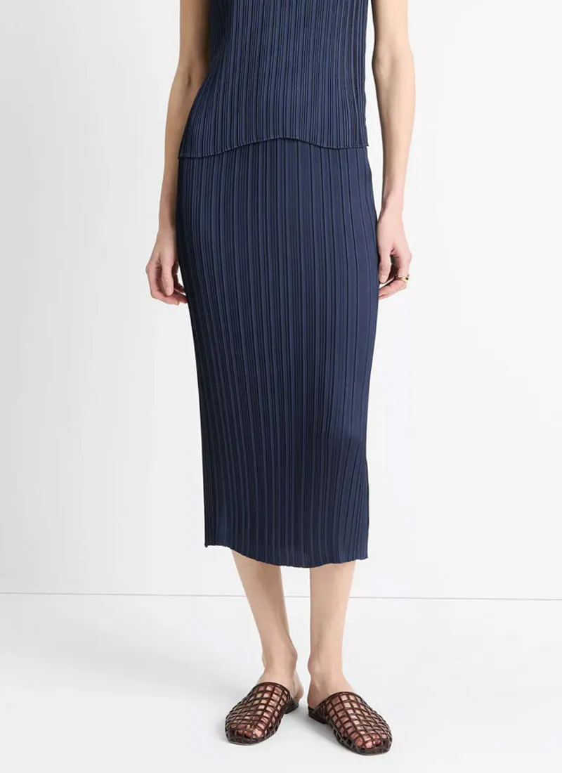 Pleated Straight Pull On Skirt