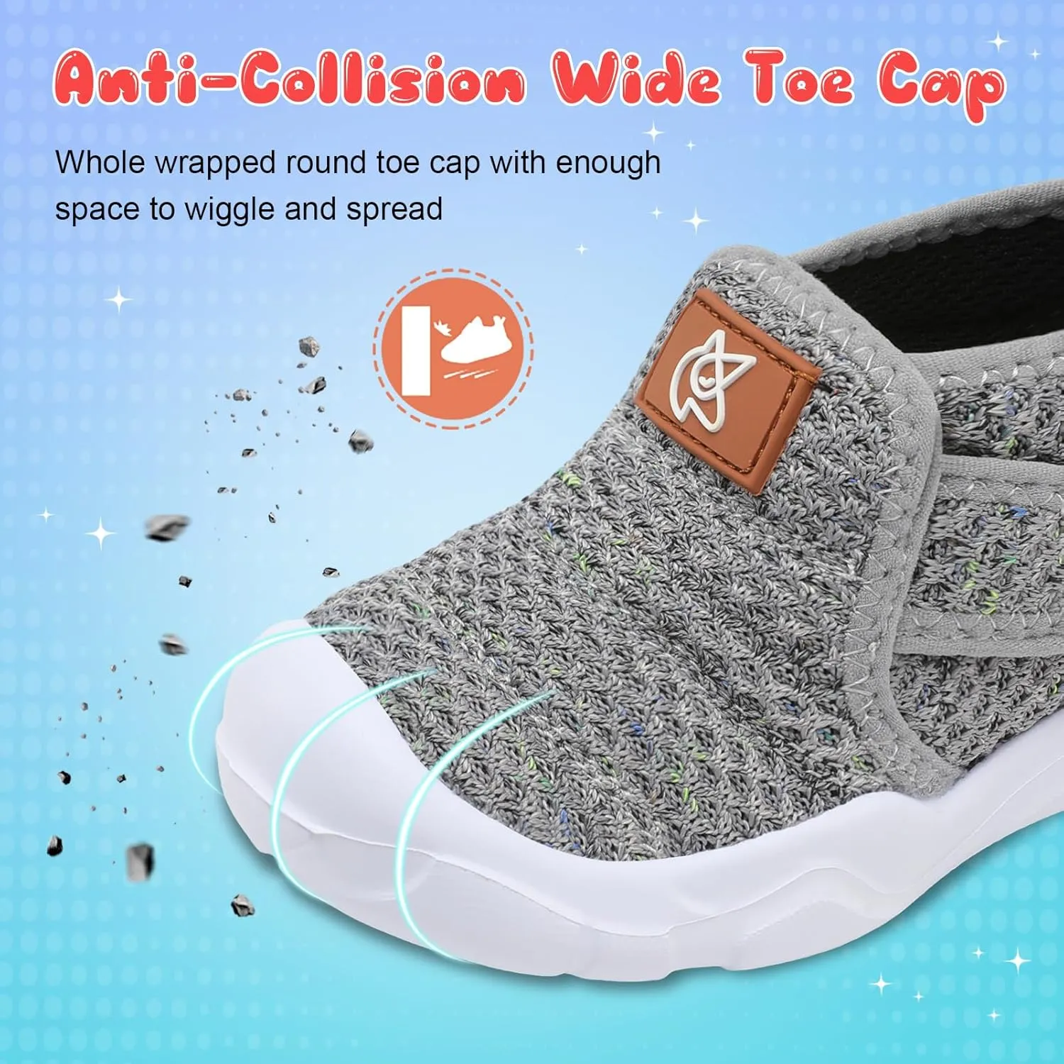 QFH Toddler Shoes Boys Girls Sneakers Comfy Barefoot Shoes Kids Adjustable Hook and Loop Walking Shoes Wide Toe Box Breathable Shoes