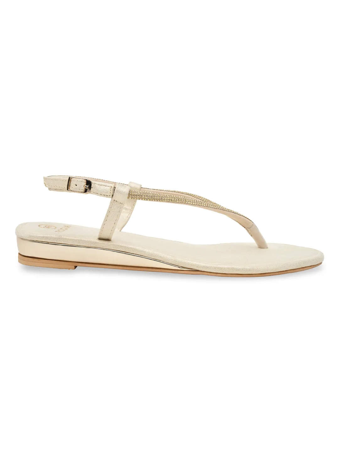 Rocia By Regal Gold Women Diamond Thong Flat Sandals