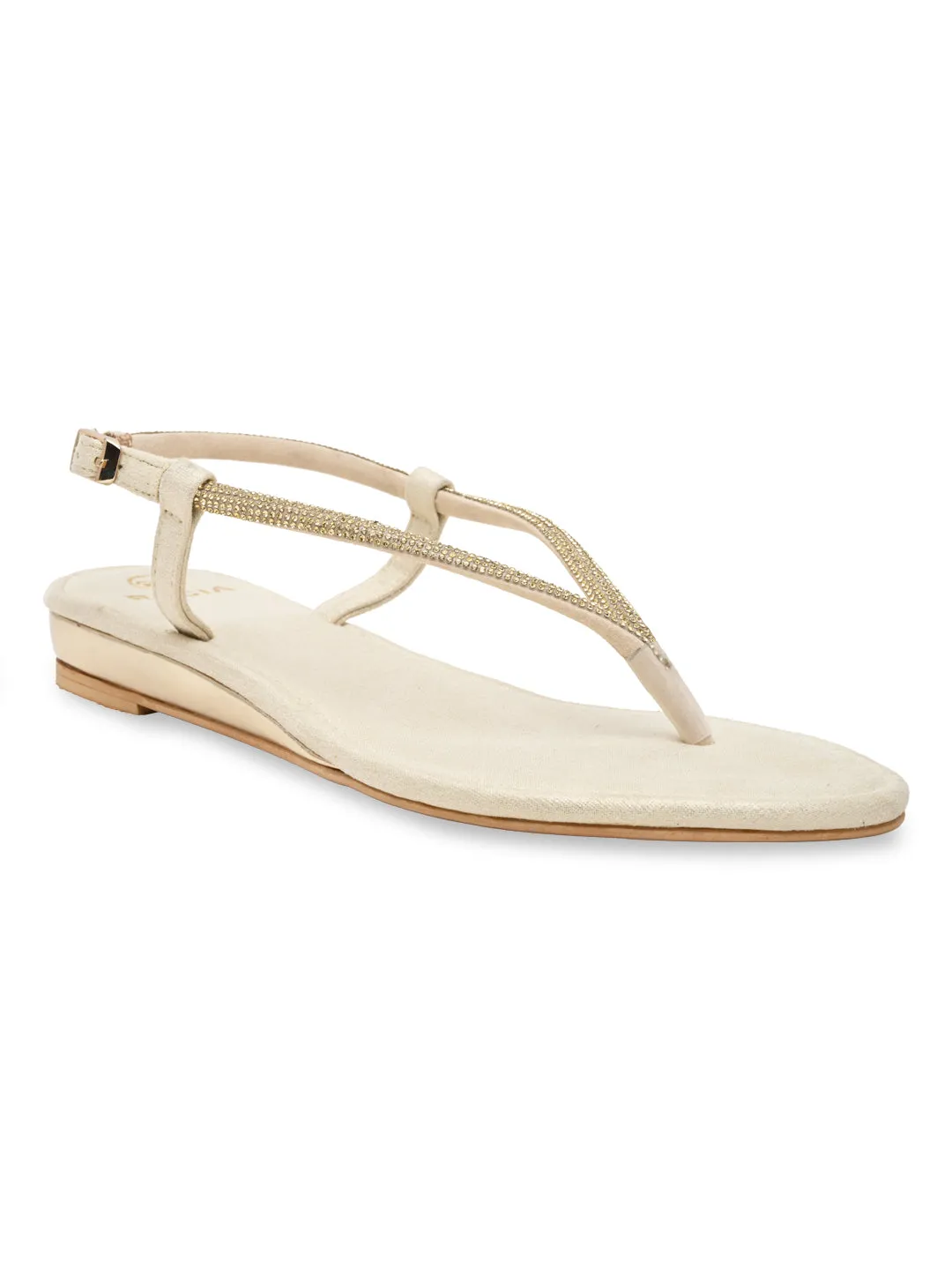 Rocia By Regal Gold Women Diamond Thong Flat Sandals