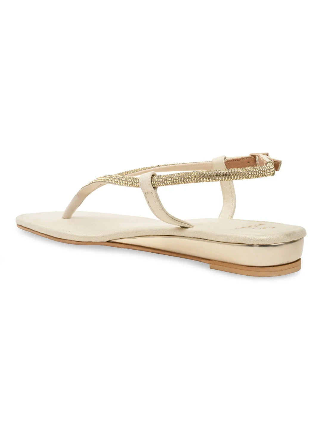 Rocia By Regal Gold Women Diamond Thong Flat Sandals