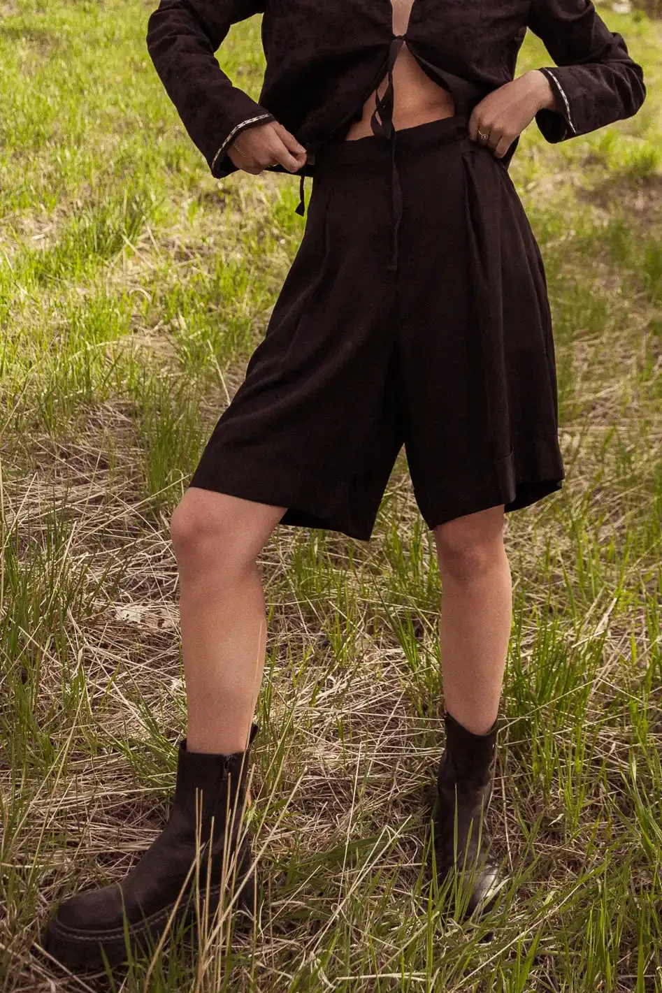 Scottie Tie Shorts in Black - FINAL SALE
