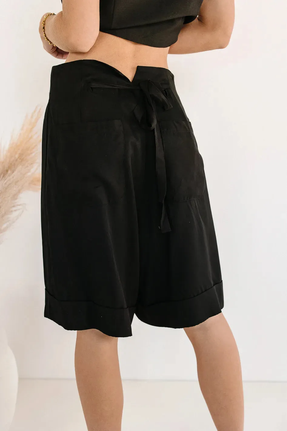 Scottie Tie Shorts in Black - FINAL SALE