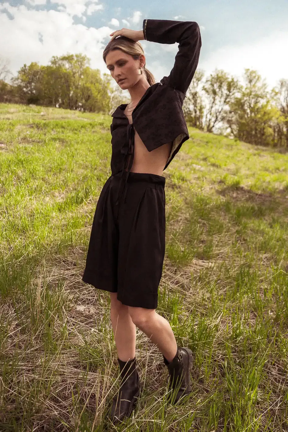 Scottie Tie Shorts in Black - FINAL SALE