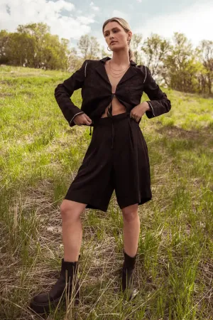 Scottie Tie Shorts in Black - FINAL SALE