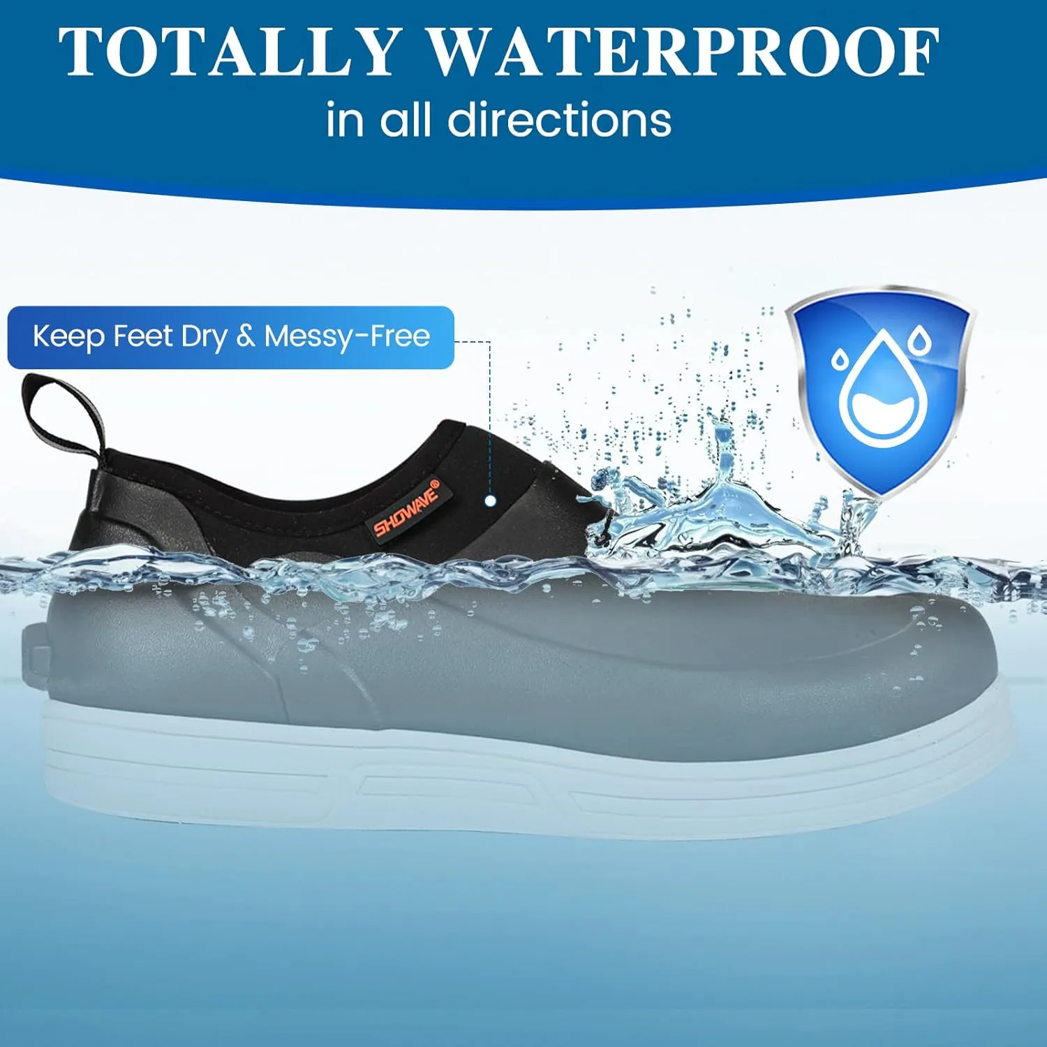 Showave Non Slip Work Shoes for Men Waterproof Oil & Slip Resistant Food Servise Shoes Breathable Comfort Chief Shoe for Nurse Kitchen Restaruant Hospital