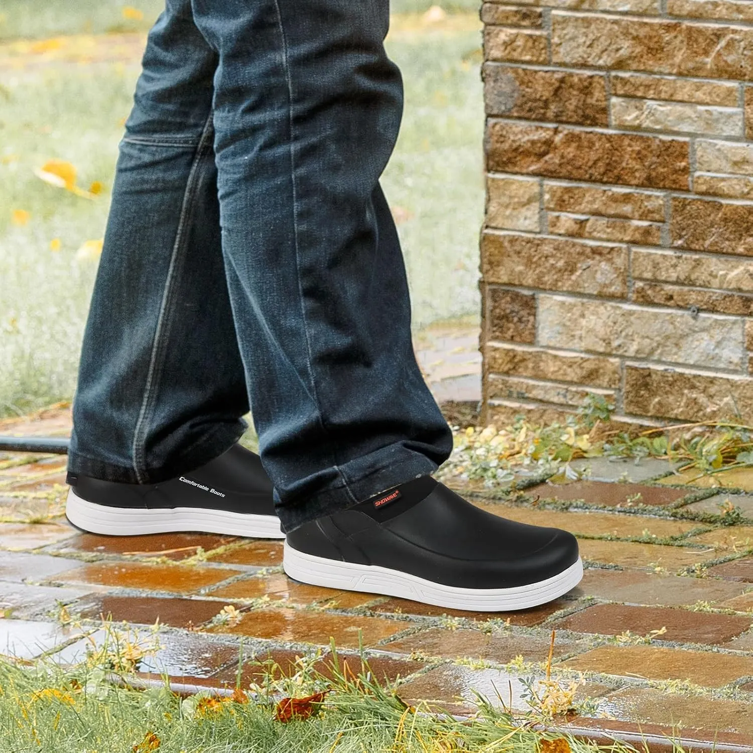 Showave Non Slip Work Shoes for Men Waterproof Oil & Slip Resistant Food Servise Shoes Breathable Comfort Chief Shoe for Nurse Kitchen Restaruant Hospital
