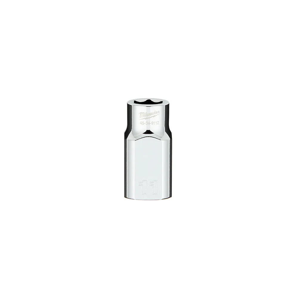 Socket - Milwaukee 1/2 in. Drive 11MM Metric 6-Point Socket with FOUR FLAT™ Sides, 45-34-9112