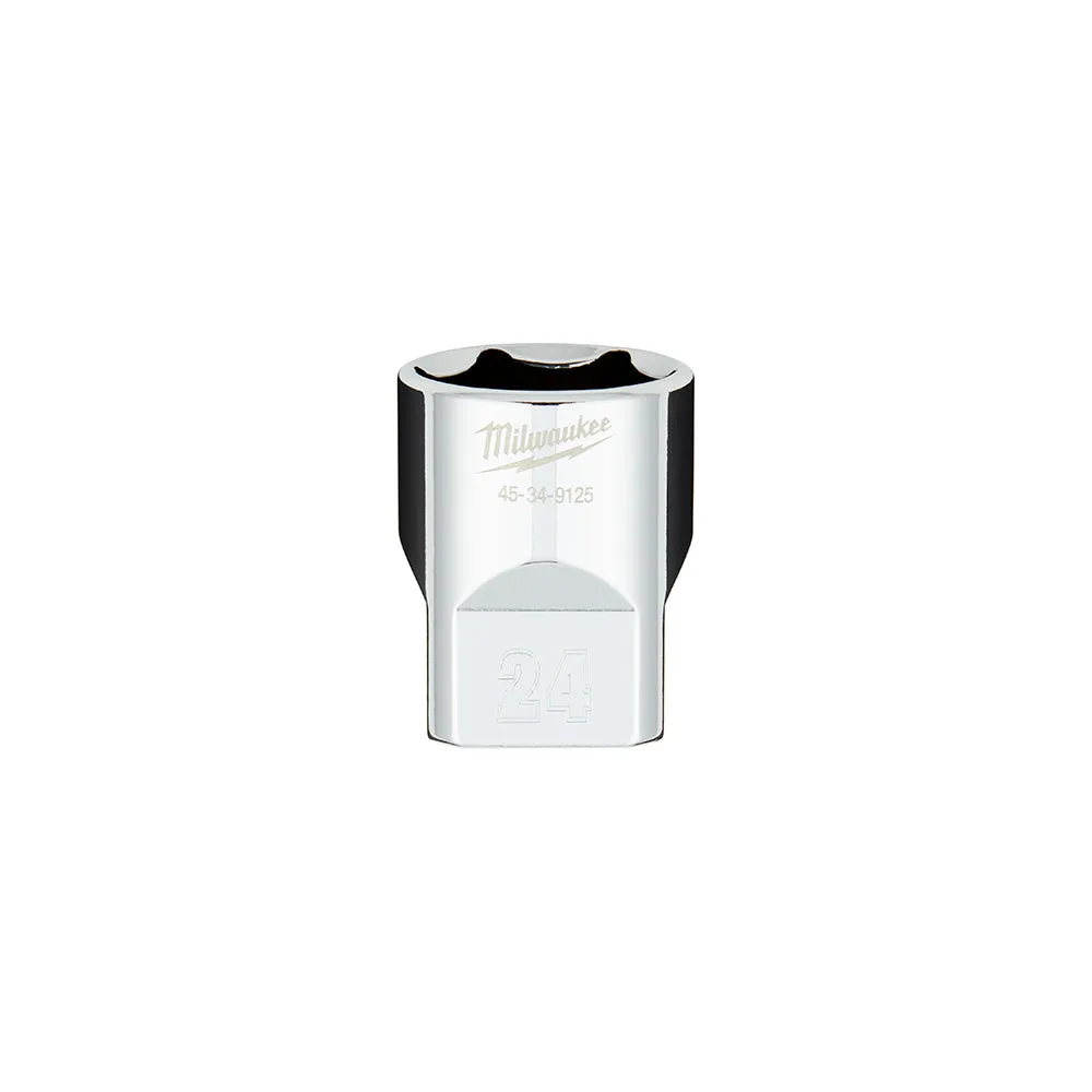 Socket - Milwaukee 1/2 in. Drive 24MM Metric 6-Point Socket with FOUR FLAT™ Sides, 45-34-9125