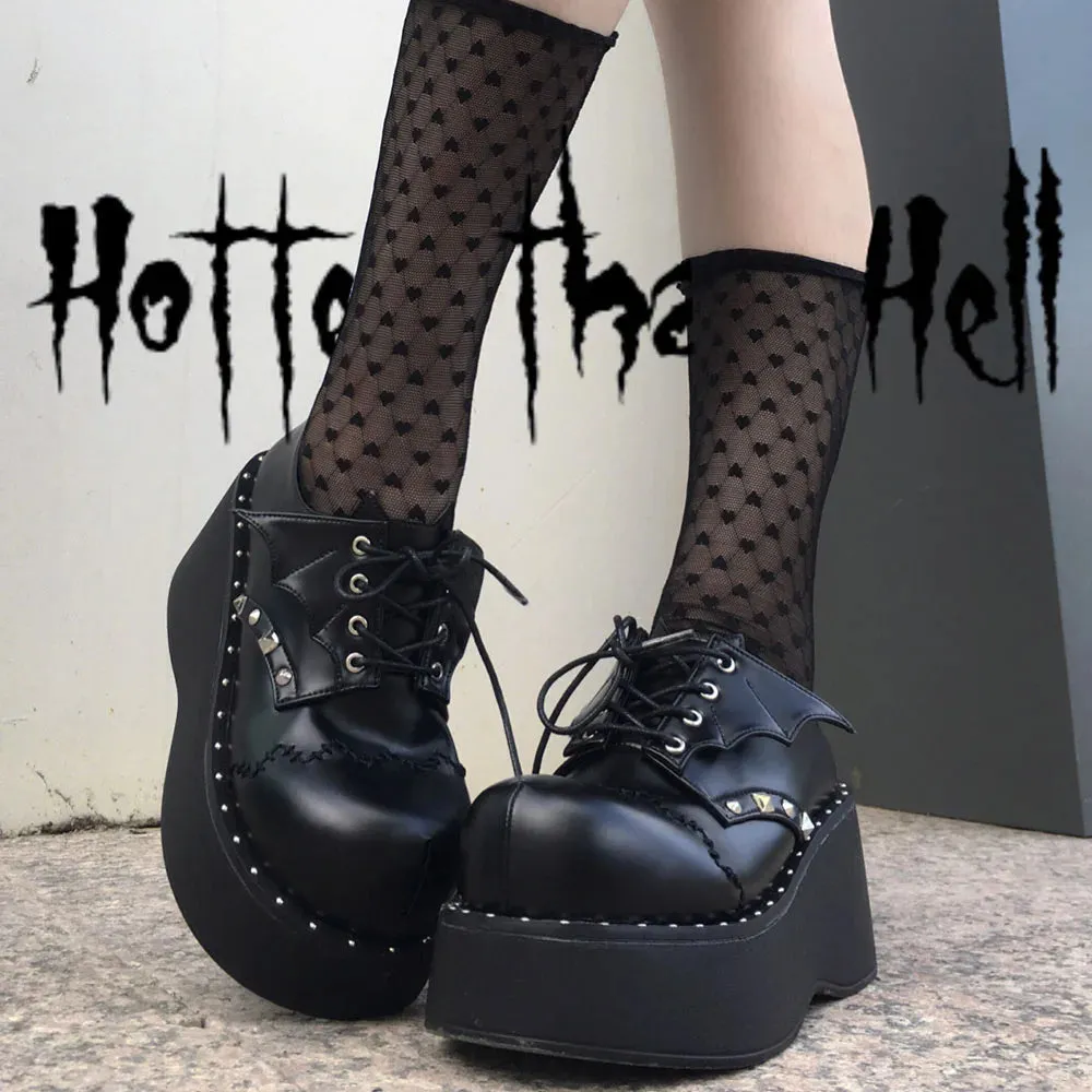 Sohiwoo Punk Chunky Platform Wedges Denim Women Mary Janes Shoes 2024 New Y2k Cute Fashion Gothic Women Pumps Loafers Comfy
