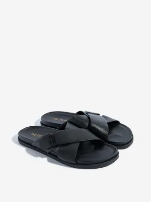 SOLEPLAY Black Criss-Cross Slides