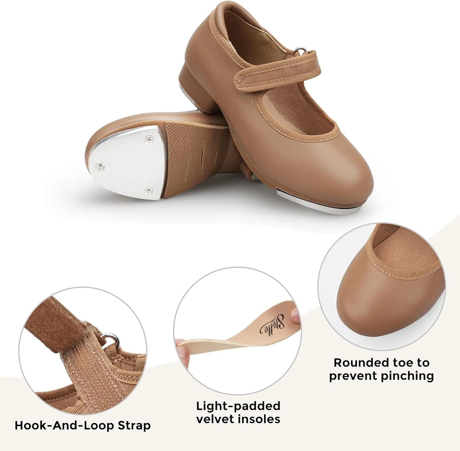 Stelle Tap Shoes for Girls Toddler Boys PU Leather Dance Shoes(Toddler/Little Kid/Big Kid)