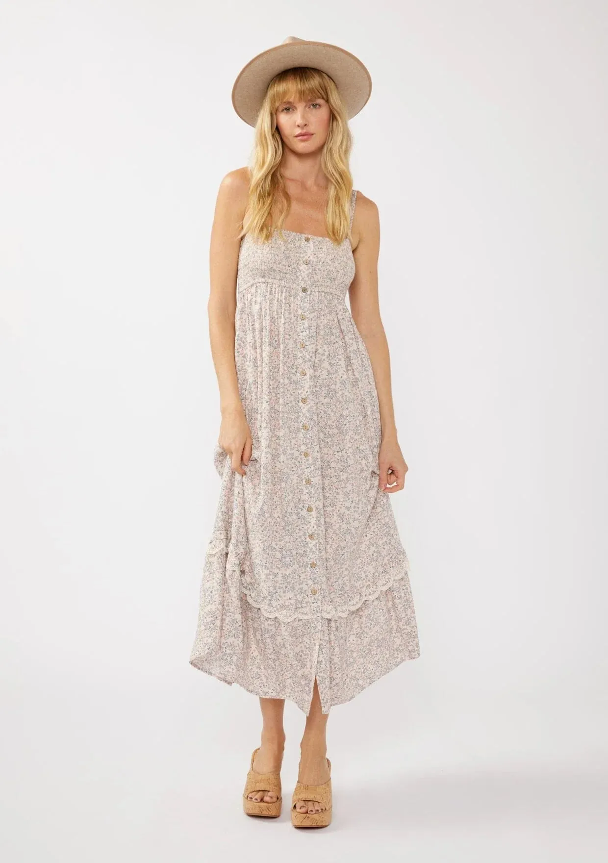 SWEET ESCAPE FLORAL MAXI DRESS - NATURAL/PINK