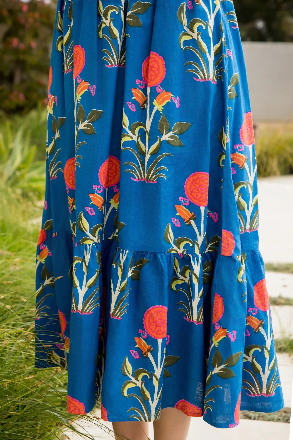 THML Florida Fall Puff Sleeve Flower Print Maxi Dress