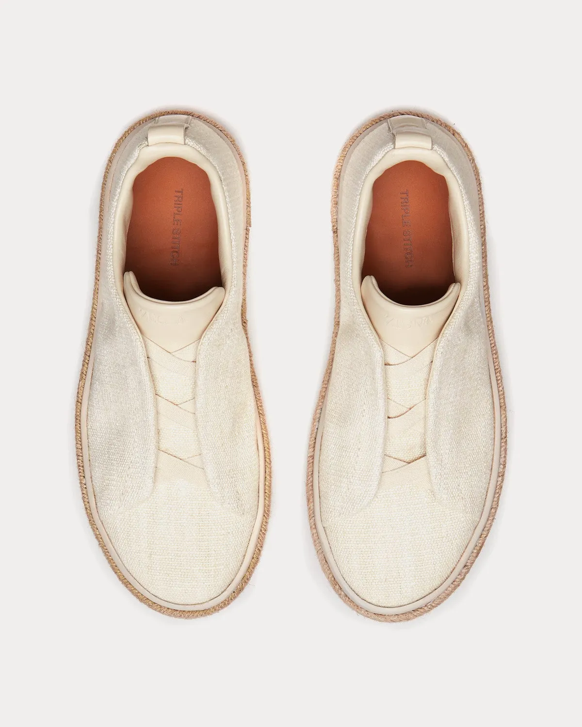 Triple Stitch Espadrilles Linen Off-White Slip On Sneakers