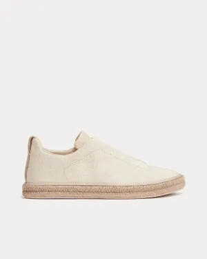 Triple Stitch Espadrilles Linen Off-White Slip On Sneakers