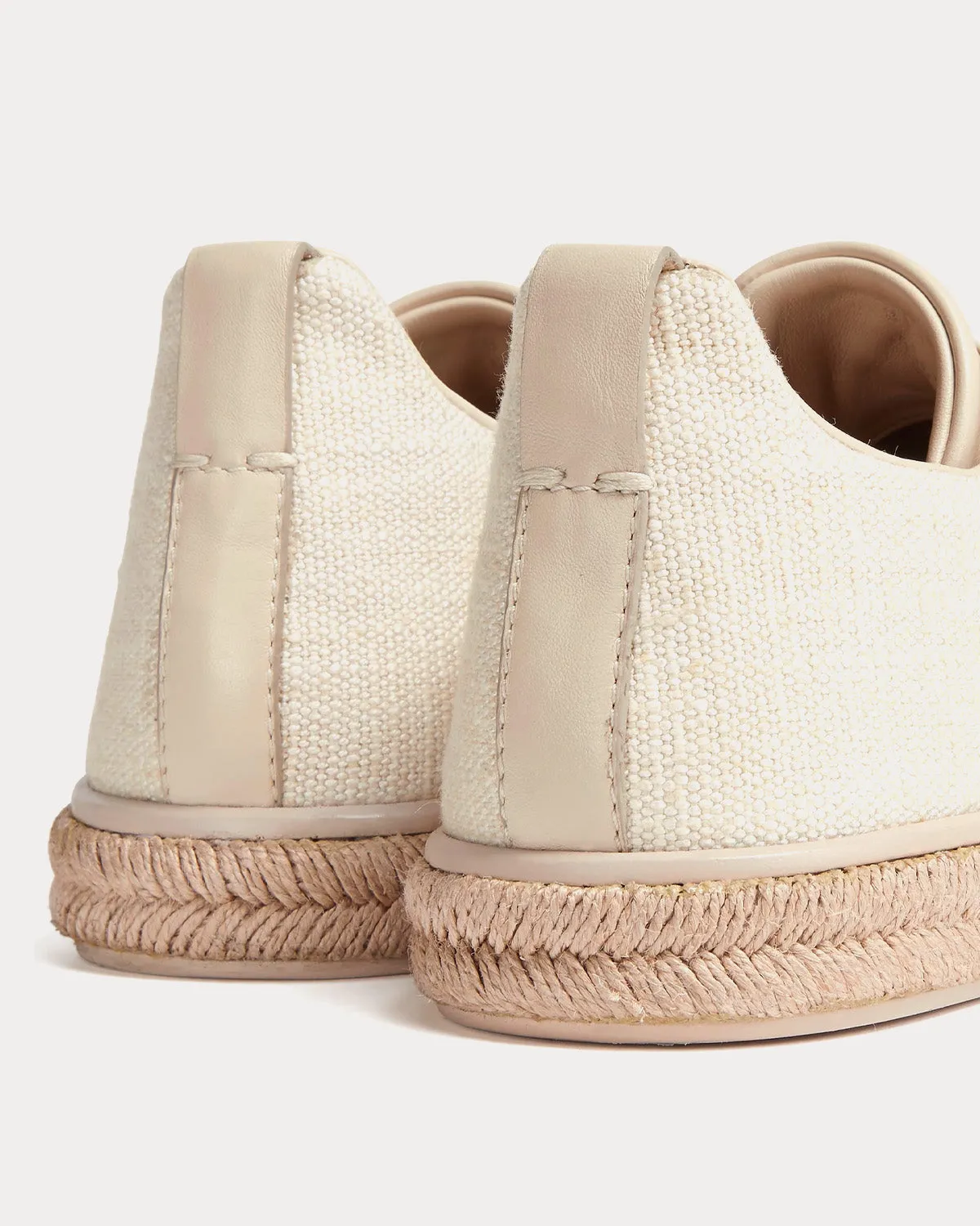Triple Stitch Espadrilles Linen Off-White Slip On Sneakers