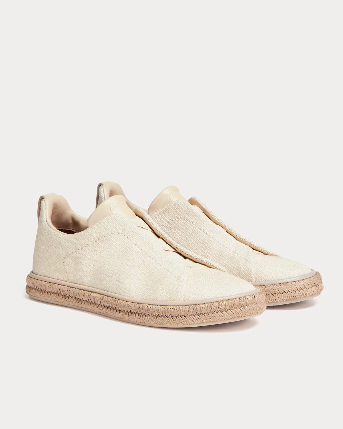 Triple Stitch Espadrilles Linen Off-White Slip On Sneakers