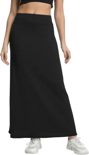Urban CoCo Women's High Waist A-Line Maxi Skirt Comfy Ribbed Knit Long Skirt